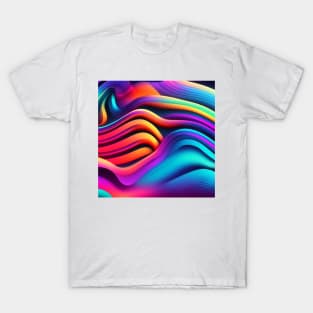 HORIZONTAL PATTERN OF MULTICOLORED WAVES, NEON COLOR, T-Shirt